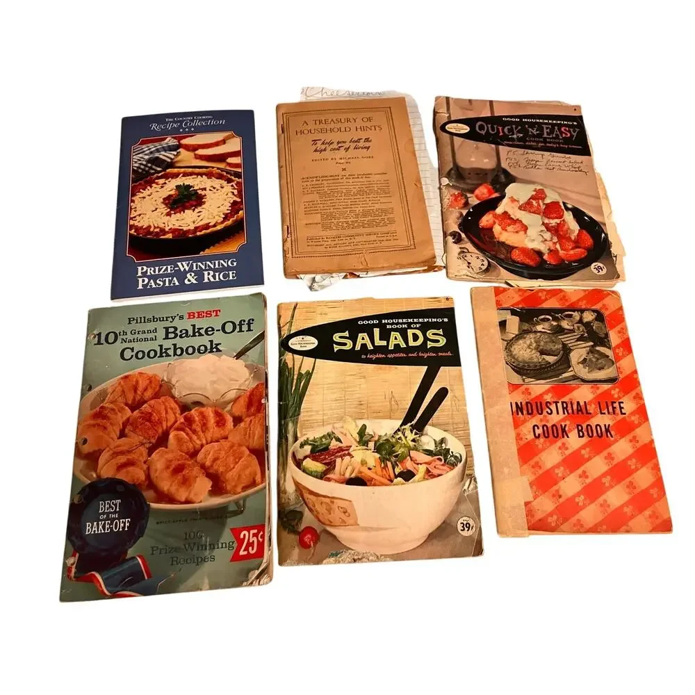 Cookbooks Vintage Lot of‎ 6-Good Housekeeping, Pillsbury, Industrial Life, VTG